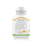 Bottle of back side Desert Farms camel milk on a white background