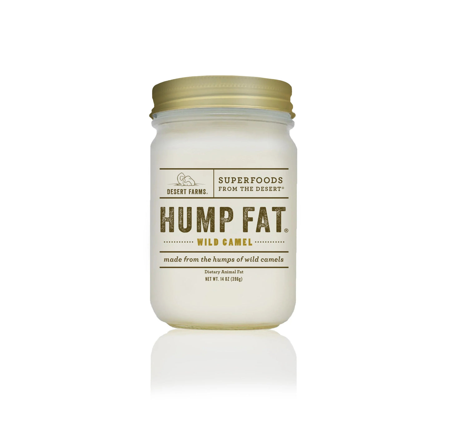 Jar of 'Hump Fat' from Desert Farms on a white background