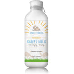 Desert Farms camel milk bottle on a white background