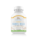 Desert Farms camel milk bottle on a white background