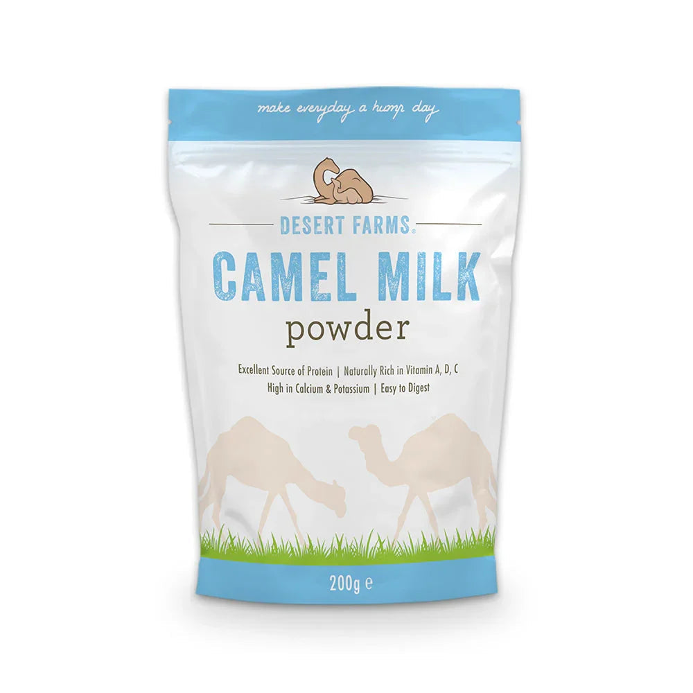 Desert Farms Camel Milk powder package on a white background