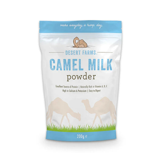 Desert Farms Camel Milk powder package on a white background