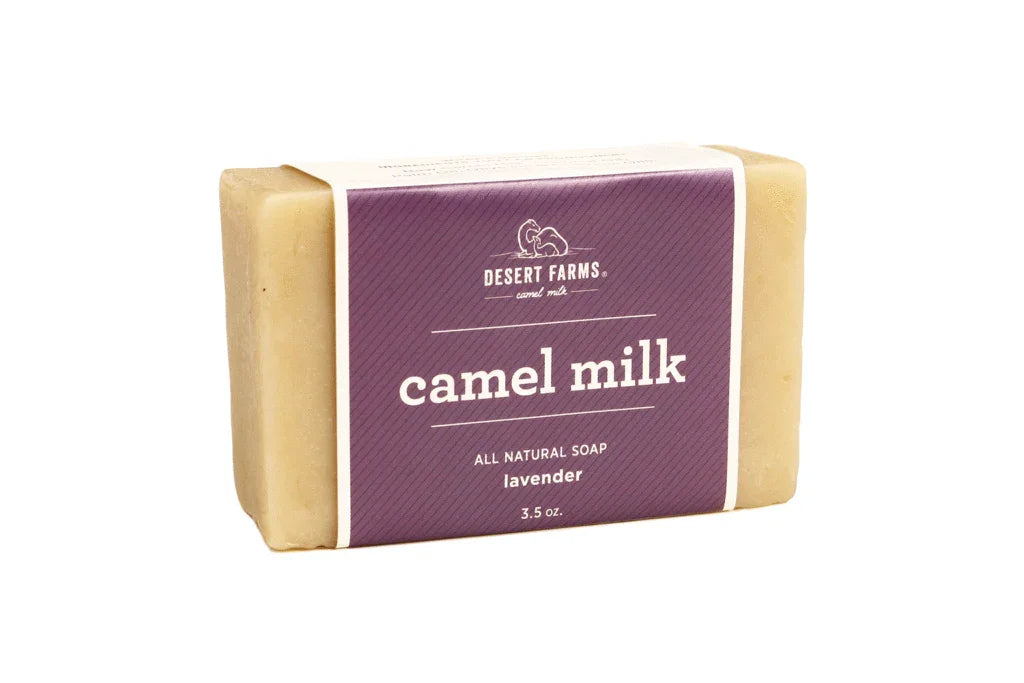Desert Farms Camel Milk - lavander all natural soap 3.5 oz on a white background